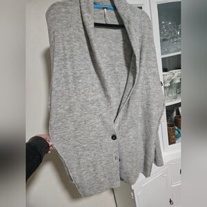 Gray Open Front Cardigan
